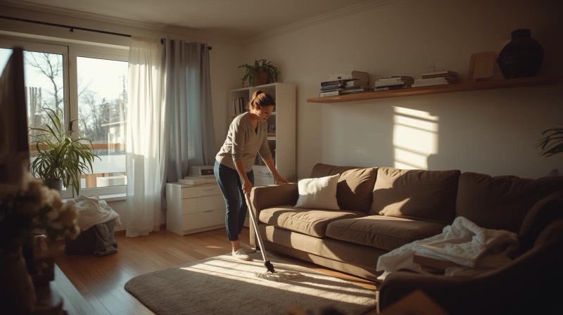 Cleaning professional at work