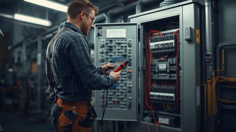 Electrical professional at work
