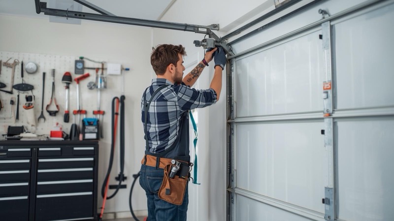Garage doors professional at work