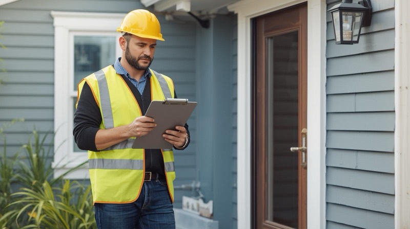 Home inspection professional at work