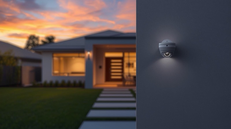 Home security professional at work