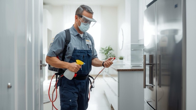 Pest control professional at work