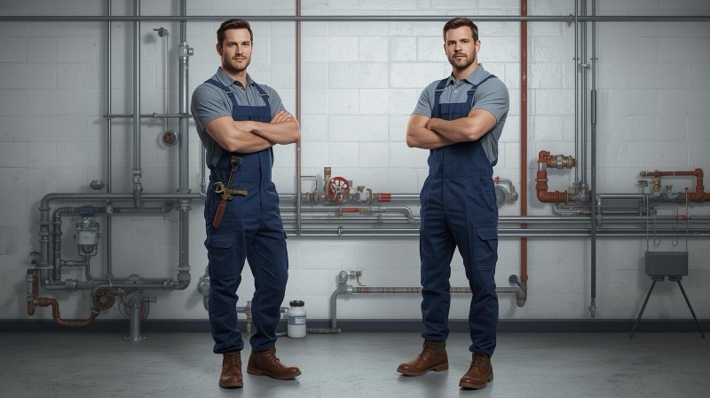 Plumbing professional at work