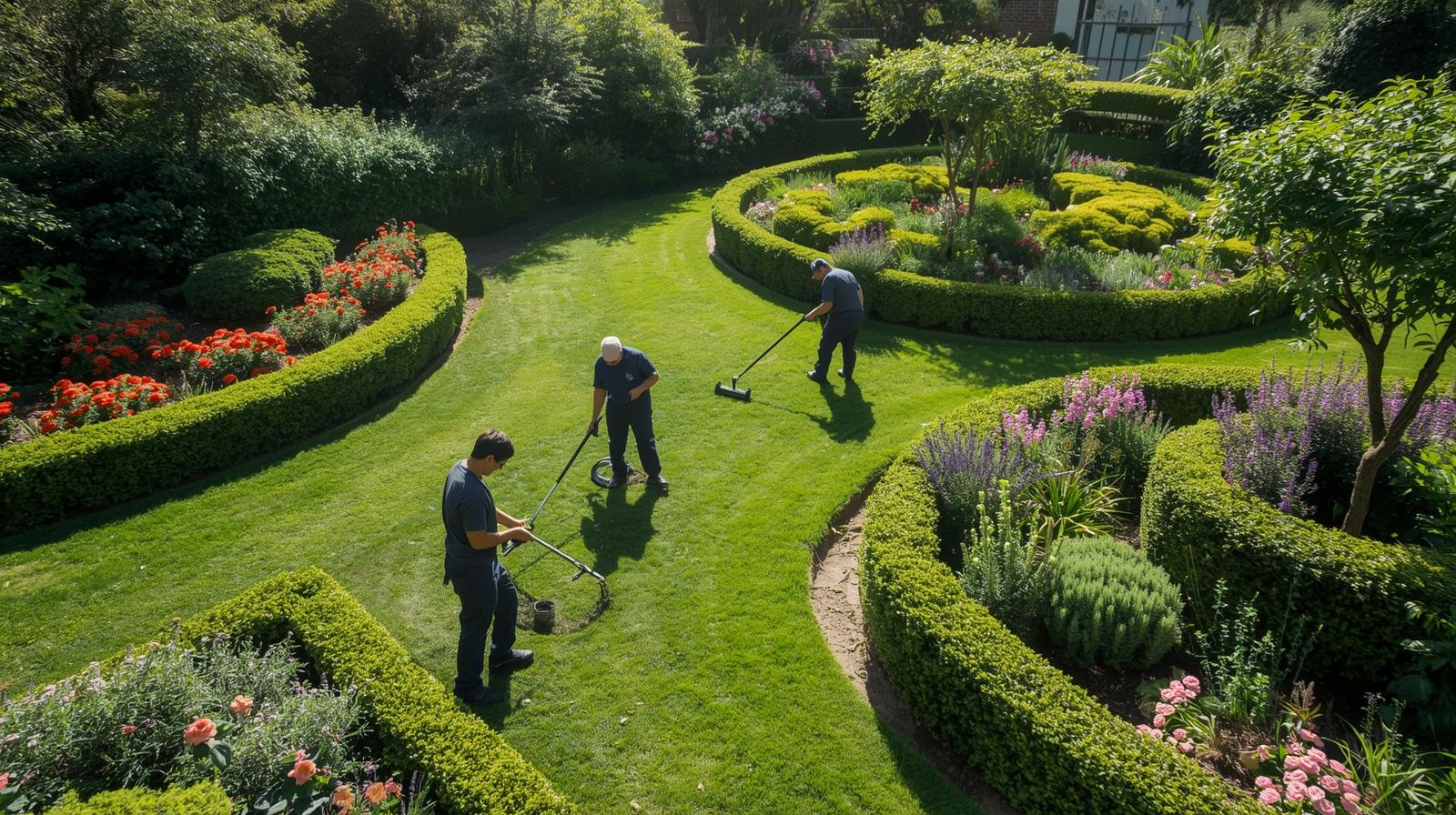 Landscaping professional at work