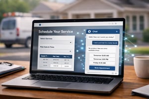Website booking interface powered by an AI agent, showing real-time scheduling for home services.