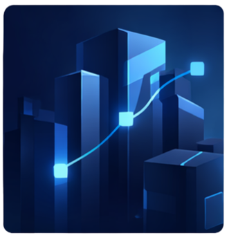 Icon with an abstract depiction of escalating growth